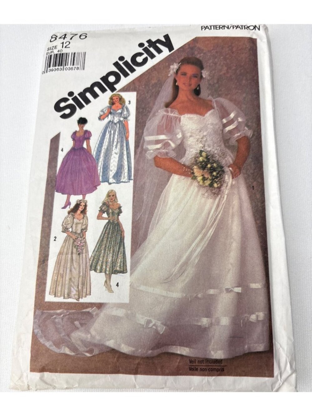 Simplicity 8476 Womens Bridal Bridesmaid Dress Sewing Pattern Size 12 Uncut